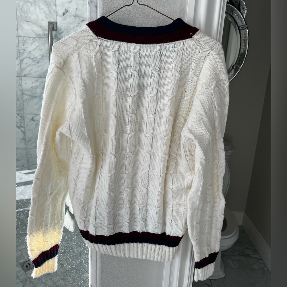 Men’s Medium Cream Cable Knit Sweater Seasport Sportswear - Picture 4 of 12
